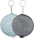 Pill Box Protective Bag Felt Coin Purse Zipper Round Pill Case Bag Men and Women (Light grey +Dark grey)