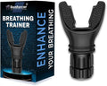 Respiratory Breathing Trainer | Boost Lungs Capacity | Exercise Device for Daily Fitness with Adjustable Resistance | Easy to Clean with High Grade Silicone - Black