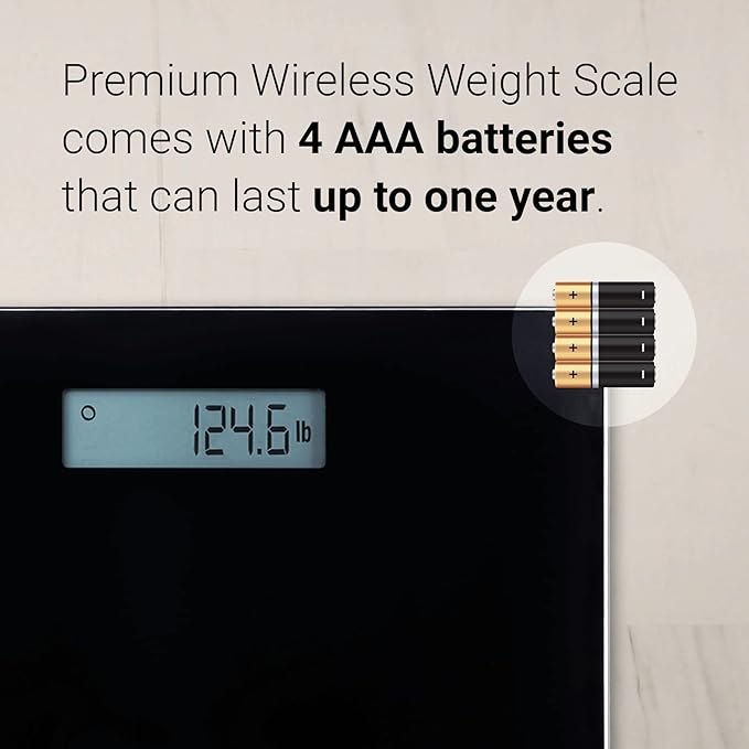 A&D Medical Digital Body Weight Scale - UC-352BLE - Bluetooth Bathroom Weight Machine, Syncs with A&D Heart Track App - 450lb (200kg) - Batteries Included, Black
