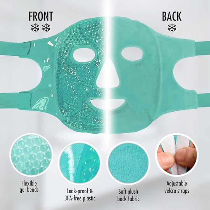 Perfect Remedy Face Ice Pack, Reusable Hot & Cold Ice Face Mask, Gel Compress for Helping with Puffy Eyes and aiding in Conditions of Swelling, Facial Spa Cooling Mask for Women and Men (Green)