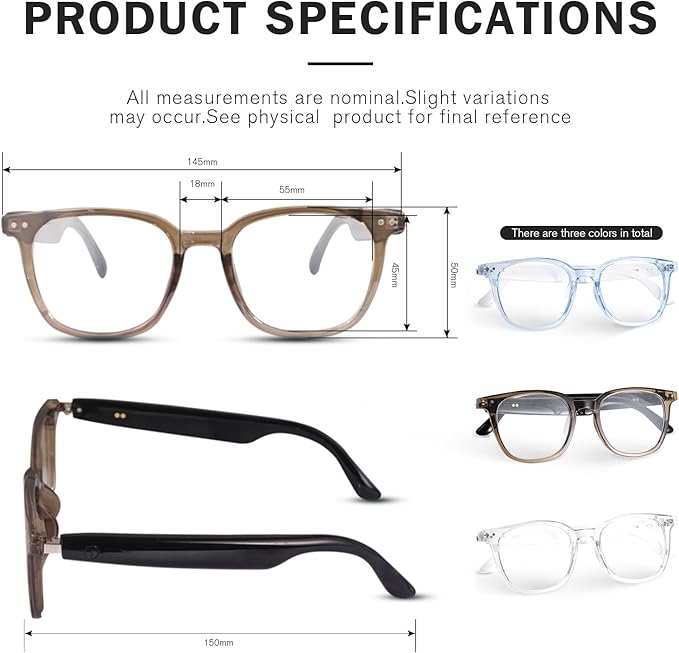 Bluetooth Glasses for Men & Women, Photochromic Lenses, Open-Ear Audio, Touch Control, Hands-Free Calls & Music, Smart Glasses for Walking & Travel (Transparent White Frame)