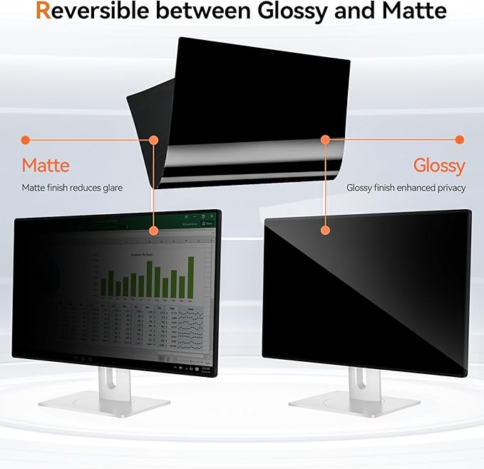 23.6 Inch Computer Privacy Screen Filter for 16:9 Aspect Ratio Widescreen Monitor - Anti Glare Blue Light Filter, Removable Computer Monitor Privacy Shield, Anti-Scratch Screen Protector Film 23.6 in