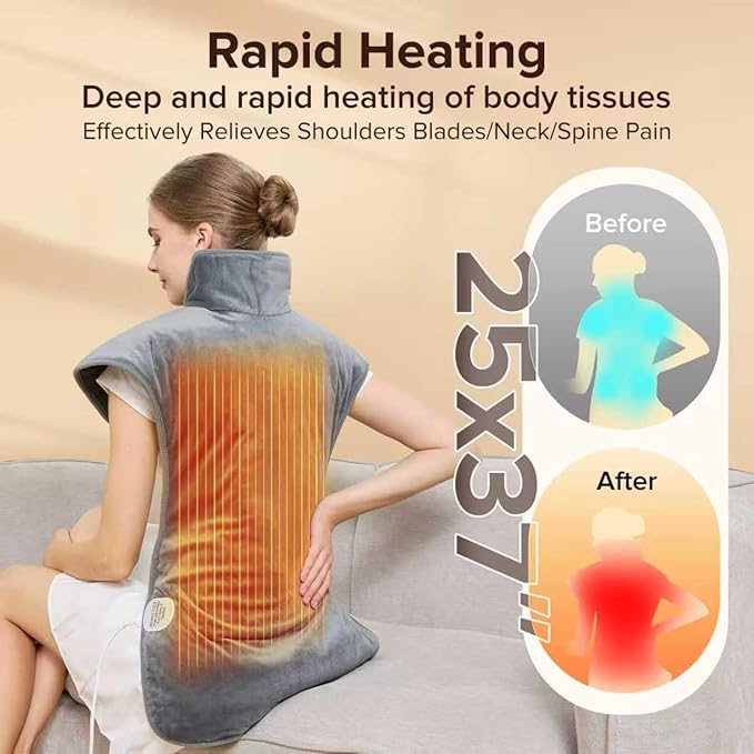 Electric Weighted Heating Pad for Neck Back Shoulder Pain Relief, Birthday Gifts for Women Men Mom Dad Elderly, 25"x37" Large Full Body Heating Pad for Menstrual Cramps - 5 Heat Levels/Auto Shut-Off