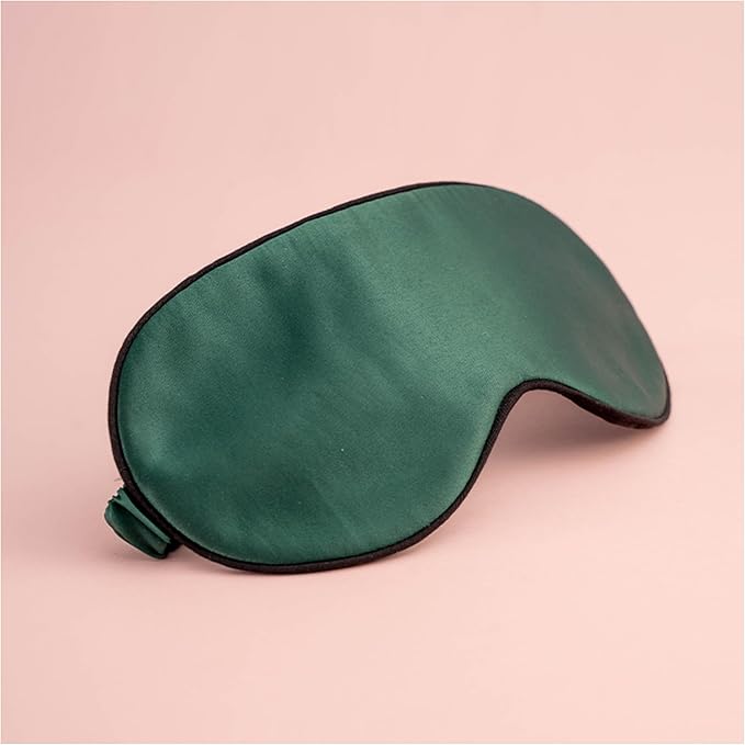 100% Mulberry Silk Sleep Mask for Women/Men Airplane Travel, Pure 22 Momme Silk Eye Mask Blackout for Sleeping, Ajustable, Luxury, Anti Wrinkle, Anti Aging Silk Blindfold, Made in USA (Emerald Green)