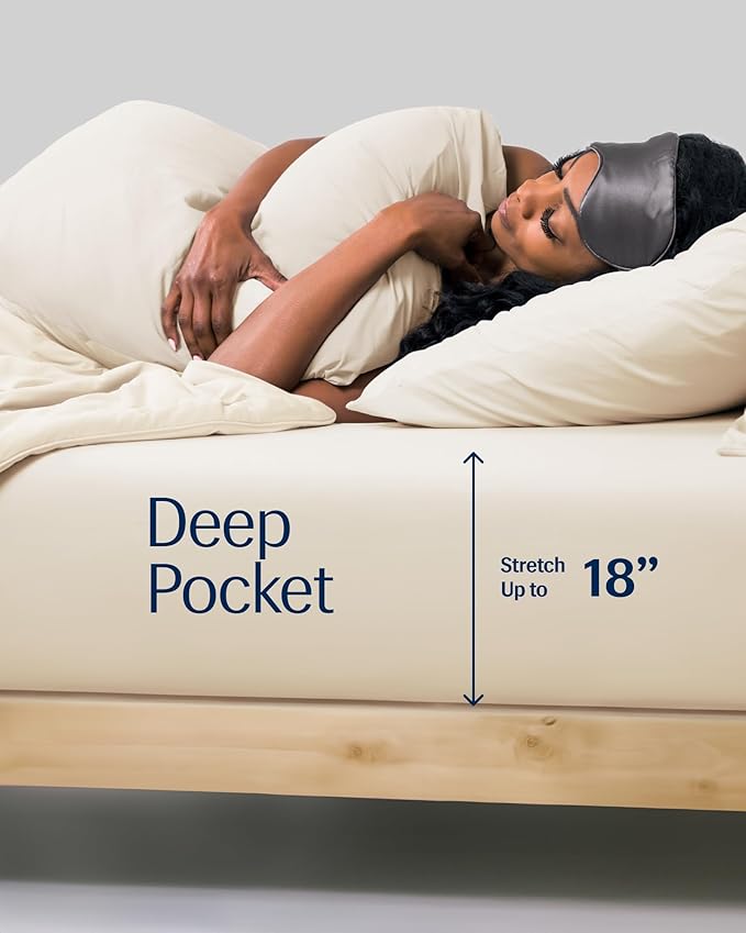 REST® Evercool®+ Fitted Sheet, CaliKing Size, Snow Ivory, 15" Deep (up to 18’’), Breathable Bedding for Hot Sleeper and Night Sweats, Bed Sheet with Ionic+ Self-Cleaning Silver Yarn for Sensitive Skin
