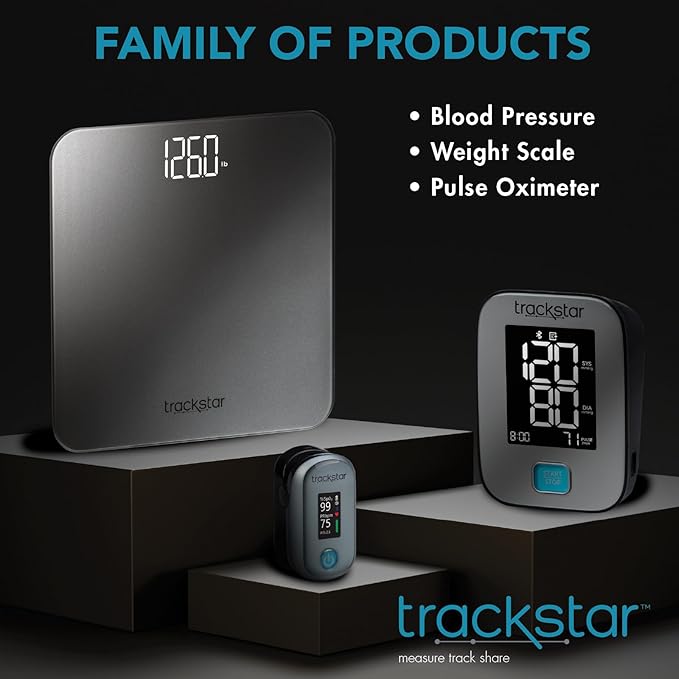Trackstar Blood Glucose Kit | Monitor, Strips, Lancets, Lancing Device | Trackstar Monitoring App | Bluetooth iOS & Android Compatible | Measure, Track, and Share Results