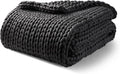 YnM Weighted Blanket, Handmade Chunky Yarn Knitted Design, Soft and Cozy, Temperature Regulating and Breathable, Machine Washable Throw for Sleep or Home Decor (Dark Grey, 80x87 Inch, 25lbs)