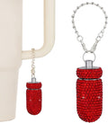 Pill Holder for Tumbler with Handle Bling Stanley Cup Accessories Pill Organizer for Stanley & YETI & Simple Modern & BrüMate (Red)