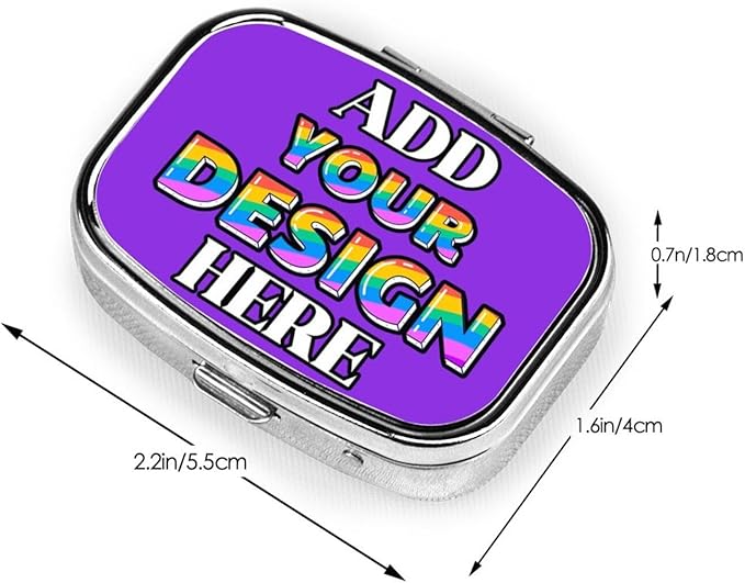 Custom Pill Organizer, Medicine Pill Box Case Container Travel Pill Holder Vitamin for Purse Med Wallet Portable Mini Pastillero Square, Blue Violet, Personalized Gifts