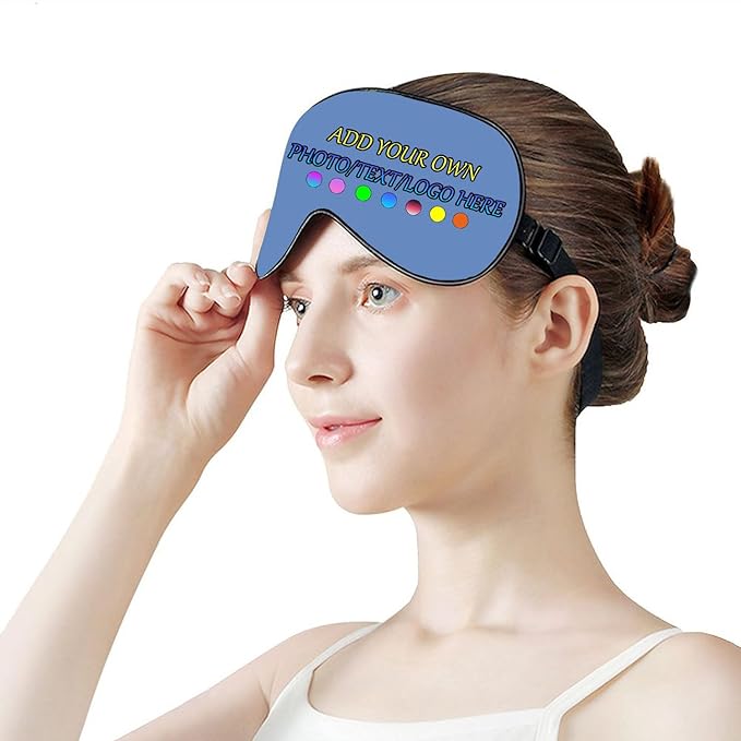 Personalized Eye Mask, Custom Eyeshade Blindfold Add Your Design Image Text Customized Eye Cover with Adjustable Strap for Sleeping Travel Work Naps Blocks Light, Dutch Blue