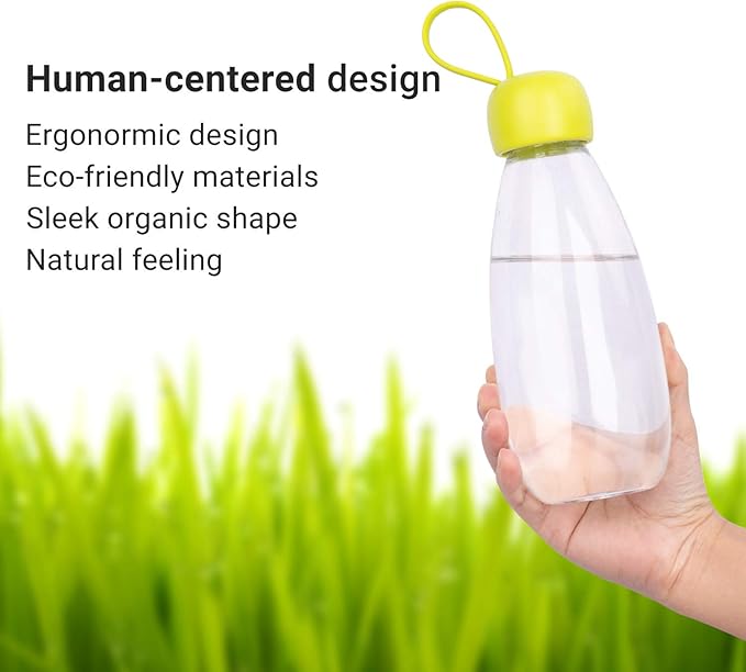 emoi BPA Free Water Bottle, 16oz/480ml Cute Water Bottle with Carrying Strap, Ideal for Kids Boys Girls Students Women Healthy Hydration-Green