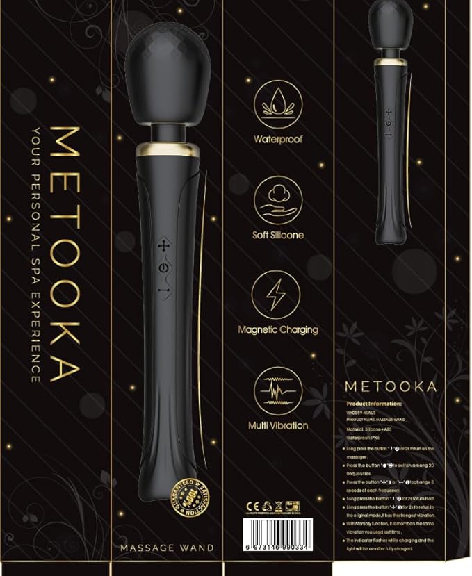 Therapeutic Cordless Massager - Powerful Massage Tool Handheld 8 Speeds 20 Patterns - Rechargeable Hand Massagers for Sore Muscles - Hand Held Massage Tool for Neck & Back