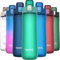 Opard 20oz Plastic Water Bottle Dishwasher Safe, Leakproof Flip-Top Lid, BPA Free Tritan, Wide Mouth Reusable Kids Water Bottle for School Hiking Commuting Outdoor Travel and Gym(Louise Turquoise)
