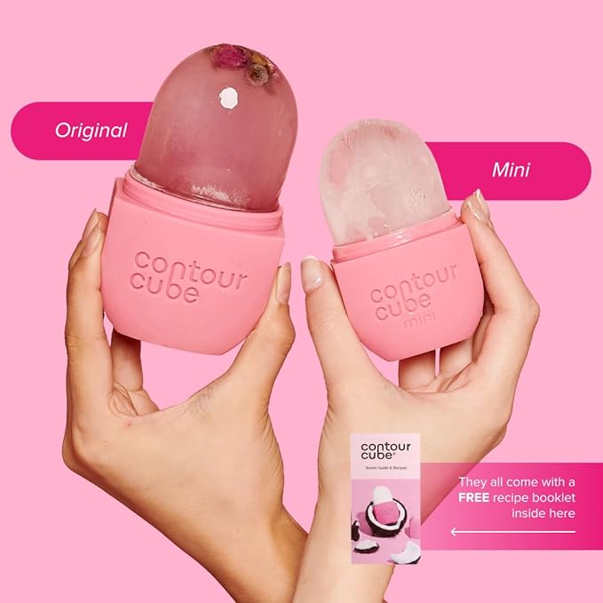 Contour Cube Original - Ice Roller for Sculpting & De-Puffing - Face Ice Roller & Massager with BPA-Free Silicone - Ice Mold for Face - Skin Care Tools for Daily Skincare (180ml) - Original Pink