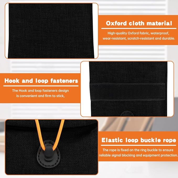 Faraday Bags for Phones, Signal Blocking Case Dry Shield Faraday Phone Sleeve Waterproof Dry Bag for Cell Phones, Car Key/WiFi/RFID/GPS Signal Blocker(Color:Black)