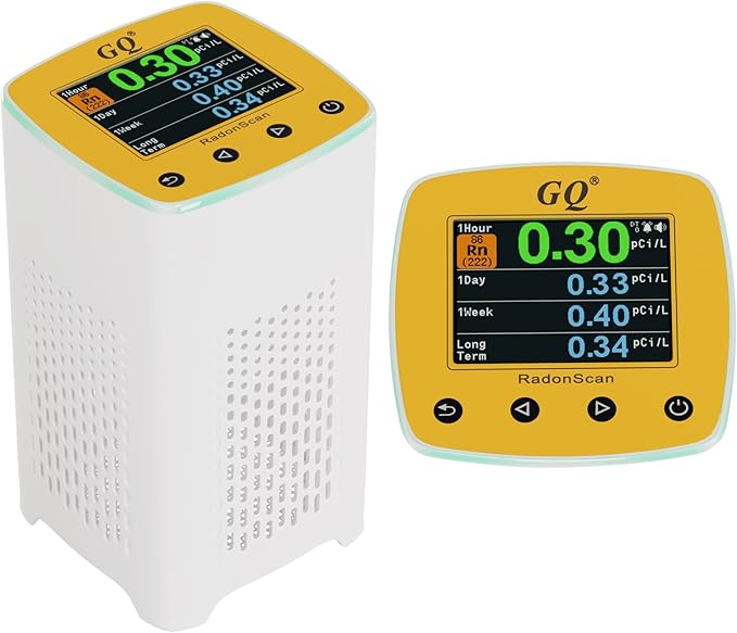 GQ Radon Detector New V2.0 Radonscan Home Radon Monitor Alpha Radiative Gas Radiation USA Product Large Color Display Short and Long Term continuously Monitor Accurate Fast Sensitive Data Saving