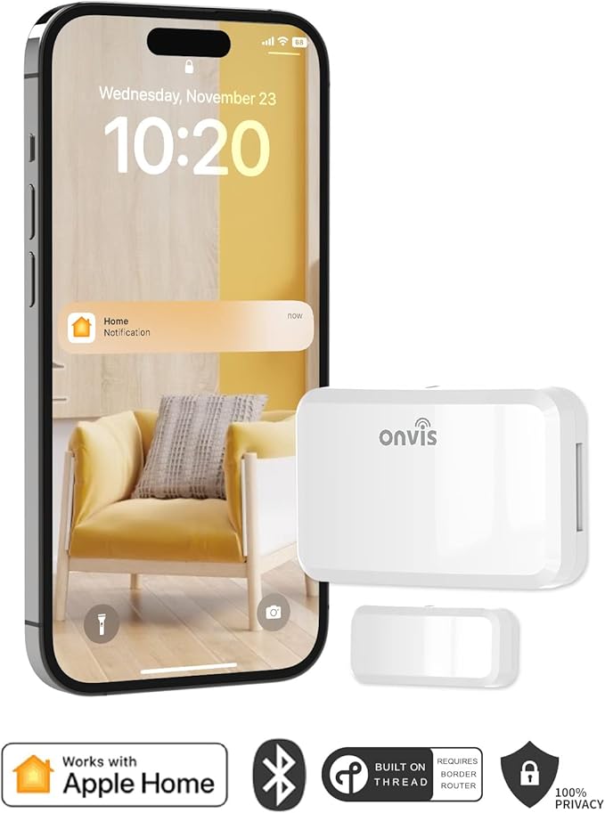 Onvis Smart Door & Window Sensor, Thread-Enabled HomeKit Contact Sensor, Bluetooth Wireless Low Energy , Home Automation, No Hub Required