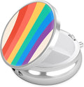 LGBTQ Colroful Rainbow Pill Case, Pill Box 3 Compartments Metal Small Pill Holder with Mirror Mini Travel Pill Container for Purse Pocket Women Men