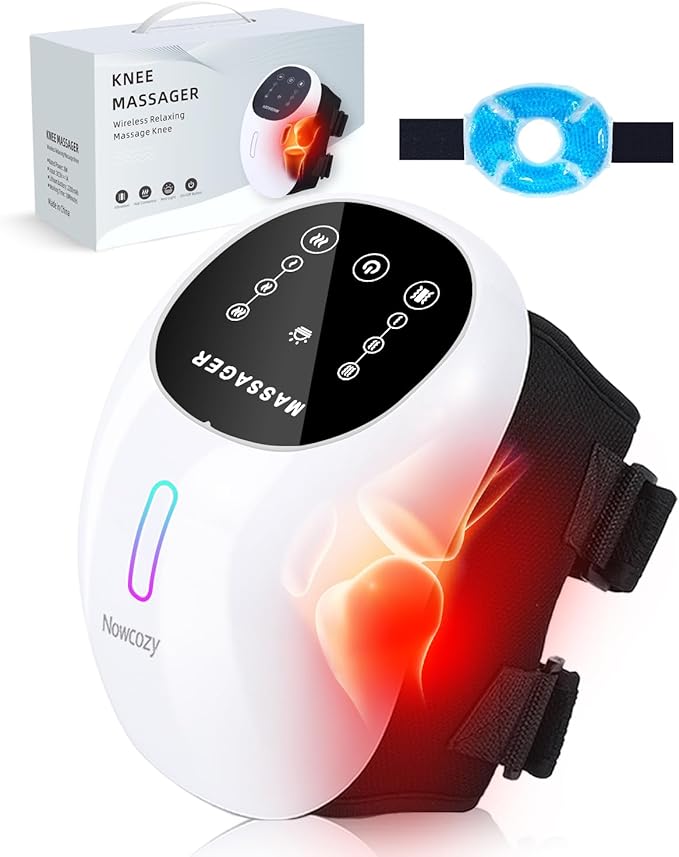 Knee Massager with Heat & Ice Pack, Cordless Infrared Massager for Knee Pain Relief, Adjustable Portable Device for Shoulder Elbow Joint Stiffness, Ideal Gift for Men&Women Parents