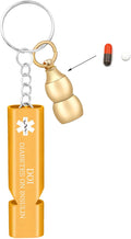Medical Keychain with Gourd Pill Case – High Pitch Dual Tube Survival Whistle YA6000