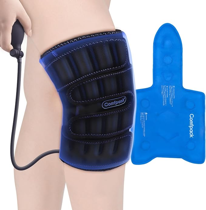 Compression Knee Ice Pack Wrap for Sports Injuries, Large Knee Brace with Ice Pack for Swelling and Recovery Support, Sprains, Meniscus Tear, Osteoarthritis, ACL