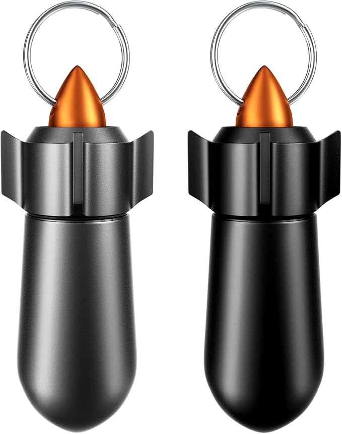 2 Packs Pill Keychain, Pill Case, Waterproof Pill Holder, Portable Pill Container, Aluminum Alloy, Single Chamber, Small Pocket Pill Box for Purse, Backpack, Medicine Bottle EDC for Outdoor Travel