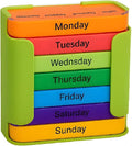 7-Day Medication Organizer, Weekly Pill Organizer, Portable Food-Grade Medicine Box Square, Convenient 28-Grid Drawer Medicine Box Home Travel Storage Case for Medication, Supplements (Green/Colorful)