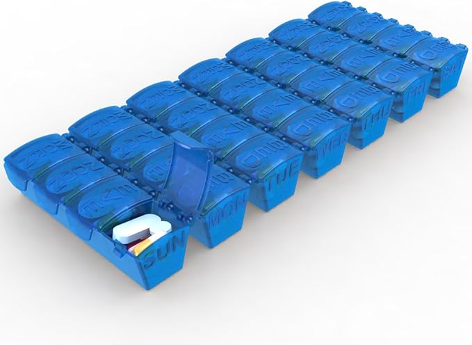 4Thought Large Pill Organizer, 7 Day Med Manager, Durable Pill Organizer, Moisture-Proof Pill Planner