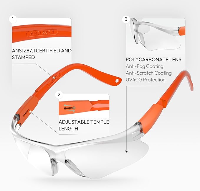 Shooting Glasses for Youth & Small Face Adults - Anti-Fog ANSI Z87.1 Certified Teens Range Shooting Eye Protection