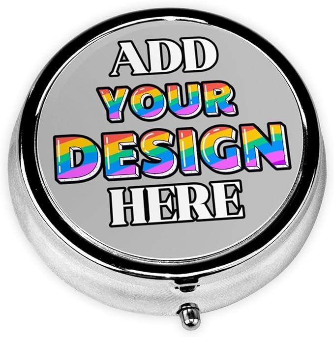 Custom Pill Case, Medicine Pill Box Organizer Container Travel Pill Holder Vitamin for Purse Med Wallet Portable Mini Pastillero Round, Silver, Personalized Gifts