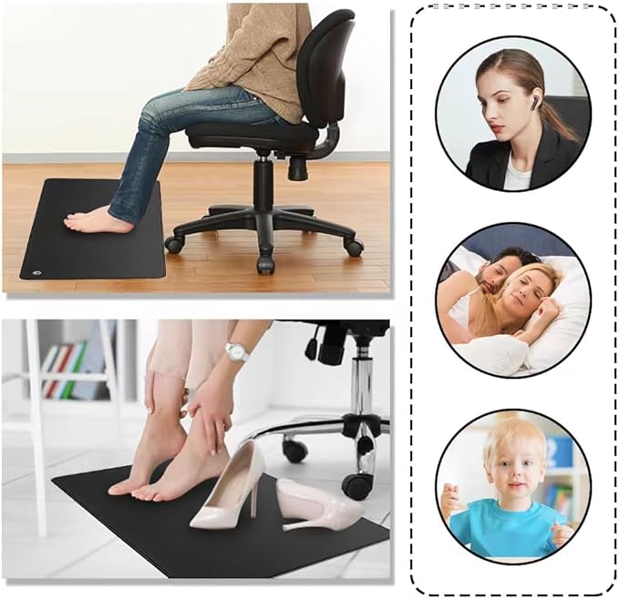 Grounding mat kit (2 Packs) -2 grounding Pads (11.8 x 23.6 "), 2 Straight Ropes (15 feet), and 2 grounding Wrists - Improves Sleep Quality and relieves Pain
