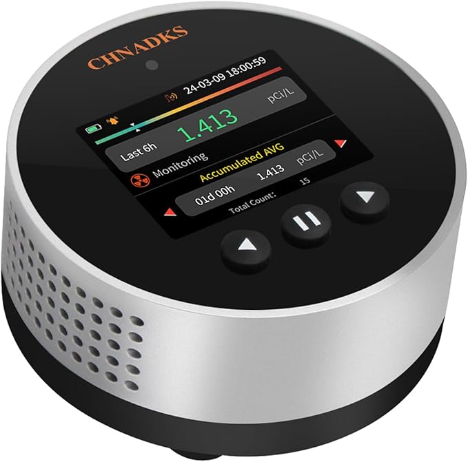 Radon Detector Home Test Kit | Continuous Radon Gas Monitoring | Daily Data Logs | Alarm at EPA Limit = 4pCi/L