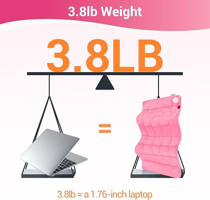 Comfytemp Weighted Heating Pad 17"×33" for Full Back & Leg, Extra Large Electric Heat Pad, Birthday Days Gifts for Mom Women Men Dad, Full Body Heated Pad with Ceramic Bead Filling, Pink