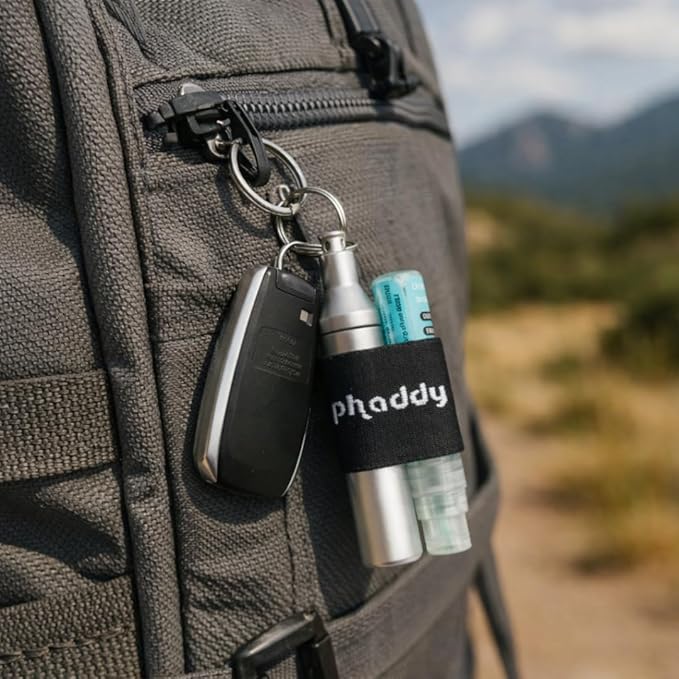 phaddy Keychain Pill Holder – Waterproof Airtight EDC Capsule Container, Aluminum Pill Box with Modular Band for Keys, Travel, Emergency Cash, Vitamins & Essentials (Silver, King Size)