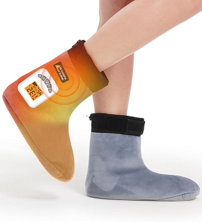 Cordless Foot Warmer with Heat and Massage - 2PCS Rechargeable Heating Pad for Feet, 3 Temp & Vibration Levels, 60 Min Timer for Plantar Fasciitis, Ankle Pain, Cold Feet at Home, Office, Sleeping