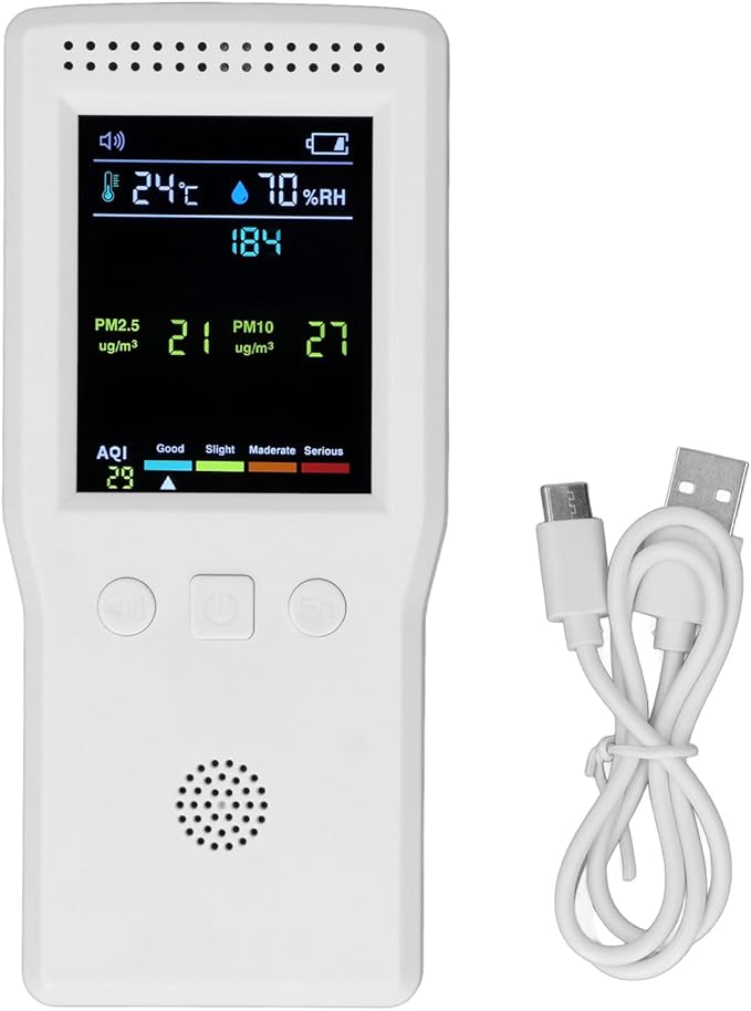 9 in 1 Air Quality Monitor, Indoor PM2.5 PM10 TVOC CO CO2 Temperature Humidity Detector, Air Quality Tester Air Pollution Meter for , Rooms, Offices, Grow Tents