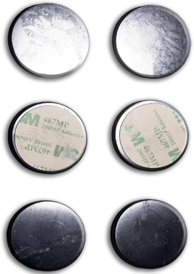 Shungite Sticker for Cell Phone Protection - Harmonizing Shield Defense - Wearable Type II Shungite Crystal- Qty: 6 pcs Pack - Size: O 22 mm