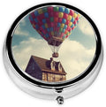 Hot Air Balloon Print Pill Box 3 Compartment Small Pill Case Portable Pill Box for Pocket Or Purse Cute Medicine Organizer Holder to Hold Vitamins Medication