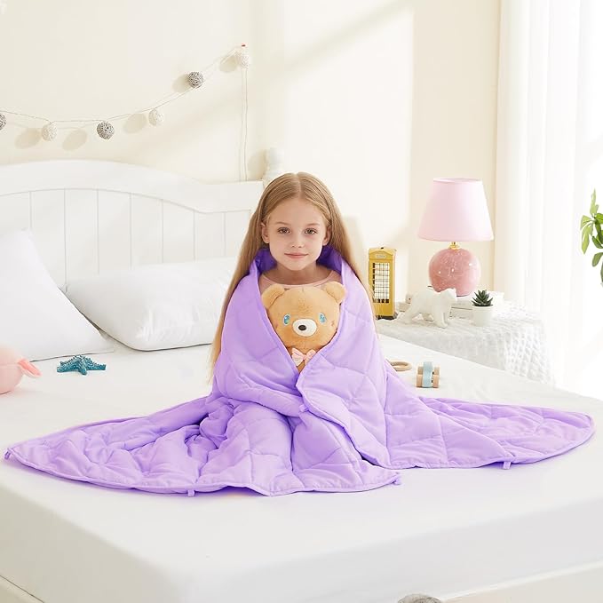 L'AGRATY Weighted Blanket - 40"x60" 7lbs Cooling Breathable Weighted Blanket Microfiber Material with Glass Beads