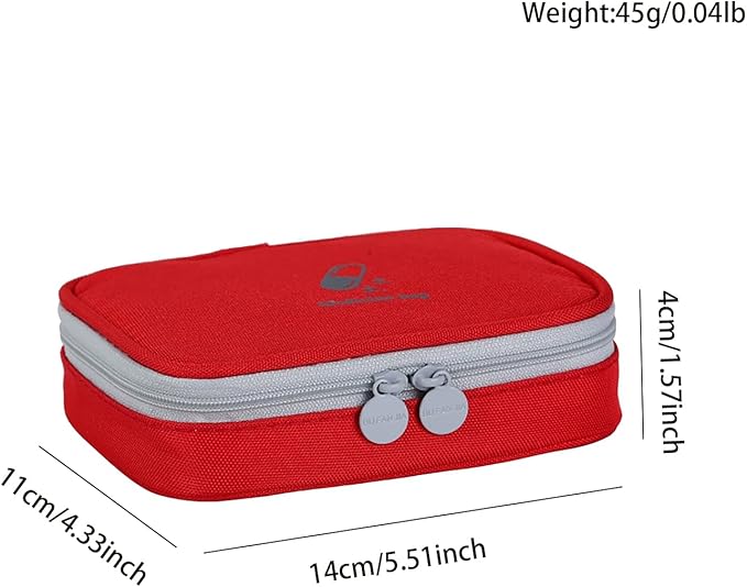 Small Empty First Aid Bag, Compact Travel Medicine Pouch Double Zippers Cute Pill Pocket for Travel Home,Red