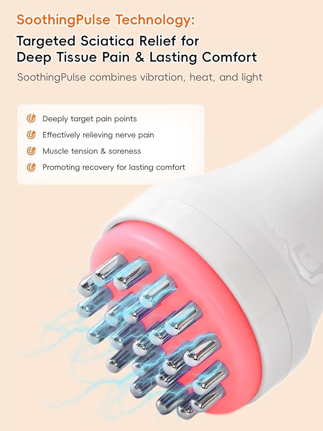 DiDEER Sciatica Pain Relief Devices, Deep Tissue Massager with Multi-Mode Technology,Heat & Light, Targeted Relief for Sciatic Nerve & Lower Back Pain