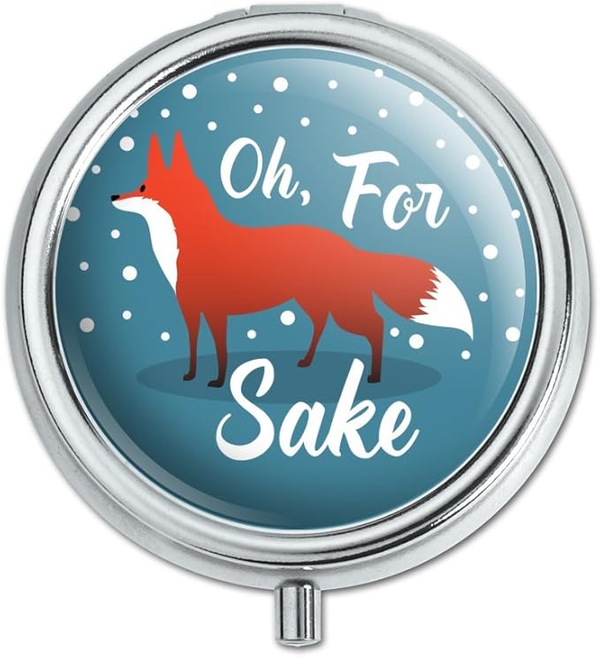 Oh for Fox Sake Funny on Teal Pill Case Trinket Gift Box