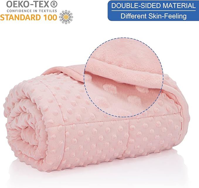 Weighted Blanket Twin 15lbs for Adult(48"×78",Pink) Breathable Soft Minky Weighted Throw Blanket for All Season,Heavy Blanket with Premium Glass Beads