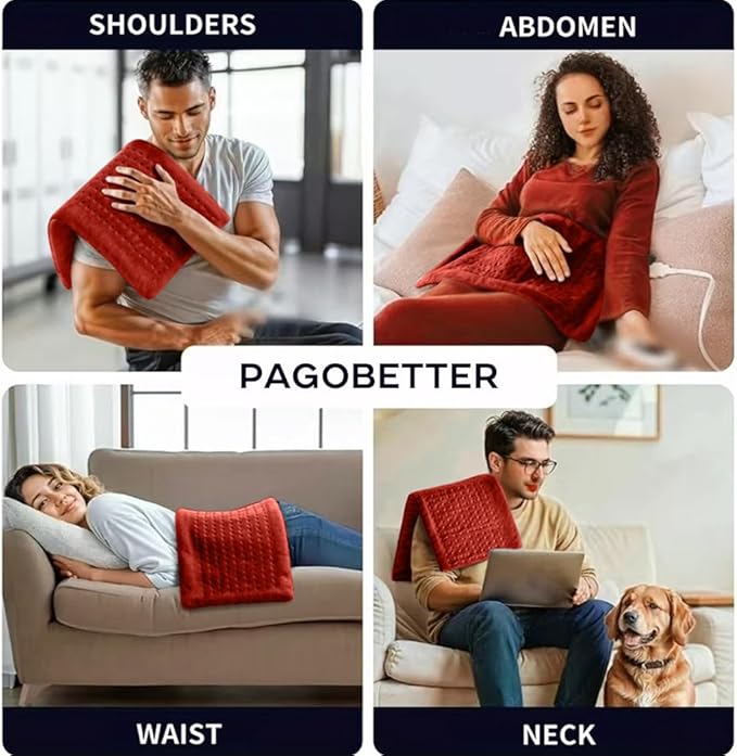 Heating Pad,Electric Heating Pads for Back,Neck,Abdomen,Moist Heating Pad for Shoulder,Knee,Arms,Legs,Dry/Moist Heat & Auto Shut Off,Birthday Gifts for Men and Women, 24x12 Inch (Red)