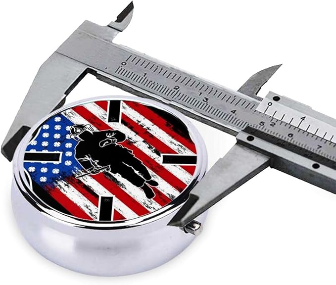 Pill Box,Fireman Flag American Firefighter Round 3 Compartment Pill Box Pocket Purse Decorative Box Portable Mini Travel Medicine Case Tablet Vitamin Holder Organizer Pill Case