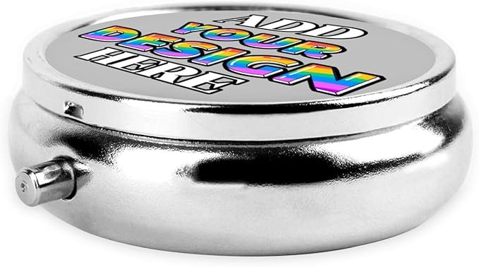 Custom Pill Case, Medicine Pill Box Organizer Container Travel Pill Holder Vitamin for Purse Med Wallet Portable Mini Pastillero Round, Silver, Personalized Gifts