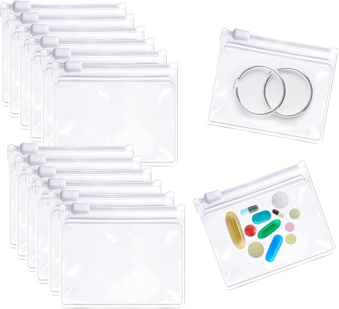 JANSONG 14 Pieces Pill Pouch Bags Zippered Pill Pouch Reusable Pill Baggies Travel Medicine Accessory Organizer with Sliding Lock for Pills and Small Items