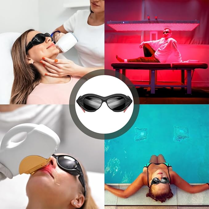 mozeeda Red Light Therapy Glasses, Professional Eyes Protection for Tanning Goggles, IPL Laser Safety Glasses Goggle 190-2000nm for Laser Hair Removal Treatment Red Light Therapy