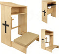 Wooden Prayer Kneeler with Storage Shelf & Cushion - Folding Prayer Bench for Home and Church, Comfortable Kneeling Devotional Pew Bench, 32" H x 22" W