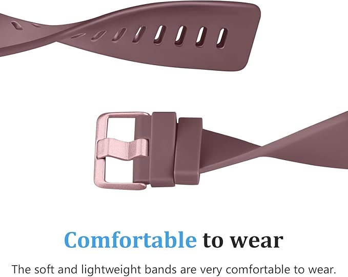 Mugust Sport Bands Compatible with Fitbit Versa, Classic Soft Silicone Replacement Wristbands Straps for Fitbit Versa 2 Smart Watch Women Men (Small, Smoke Violet)